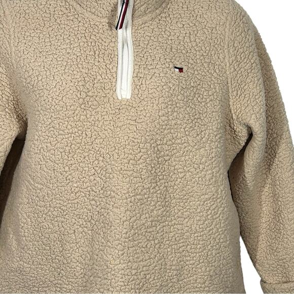 Tommy Hilfiger Sherpa Pull Over Teddy Jacket Tan Size XL - Picture 4 of 14